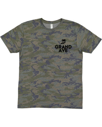Grand Ave Camo Tee- Black logo (front view)
