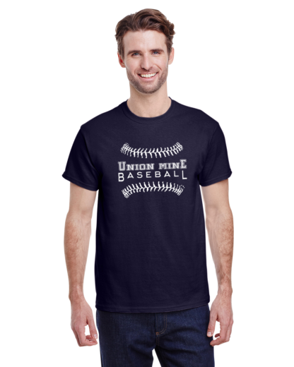 Union Mine Baseball Laces Logo on Navy Tee
